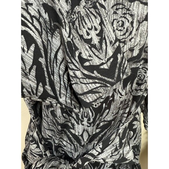 Belle Kim Gravel Womens Gray Floral Tie Boat Neck Tunic Top‎ Size 2X Stretch - Picture 2 of 11